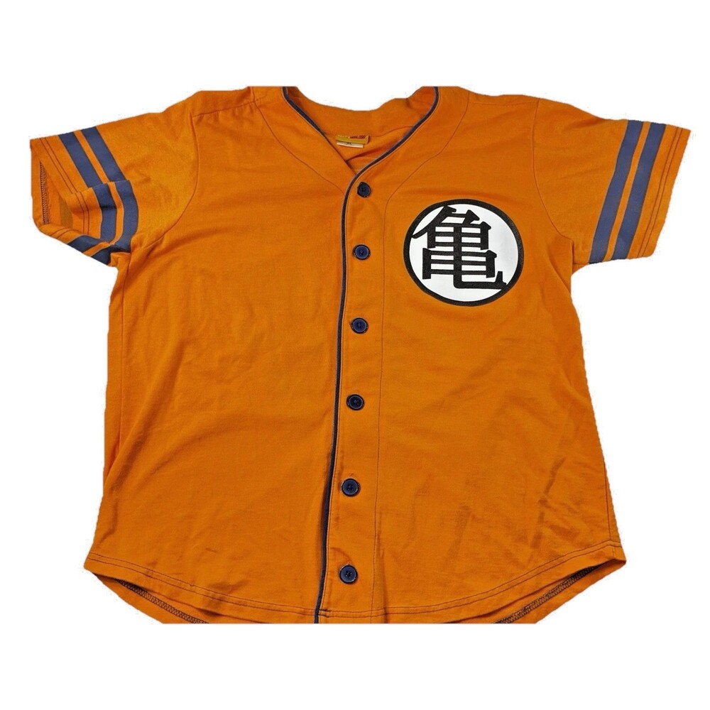 Dragon Ball Z Vintage Orange Anime Button Down Youth XL Baseball Jersey